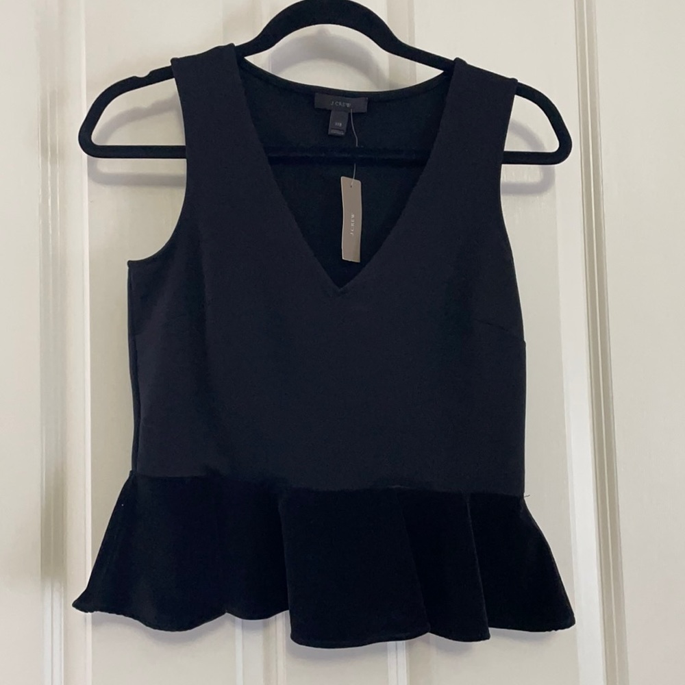 J. Crew - Black Peplum Top with Velvet